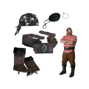 Brown and Black 5-Piece Pirate Halloween Costume Party Accessory Set - All