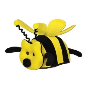 Club Pack of 12 Jet Black and Yellow Plush Bee Party Hats 18 - All