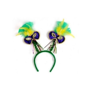 Club Pack of 12 Mardi Gras Mask with Feathers Bopper Headband Party Favors - All