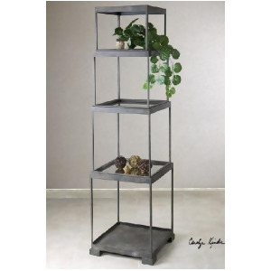 71 Distressed Bronze Metal Stacked Cubes Decorative Etagere Display Shelf - All