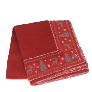 Alpine Chic Red Silver and Dark Gray Reindeer Christmas Tablecloth 54 x 54 - All