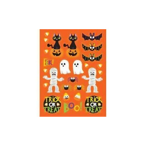Club Pack of 48 Assorted Halloween Spooky Friends Party Favor Stickers 6 - All