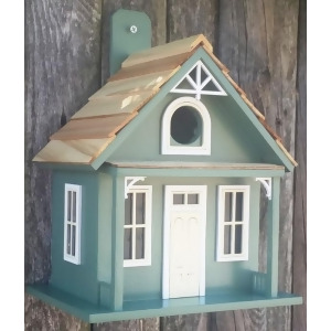 8.75 Fully Functional Green and White Santa Cruz Cottage Outdoor Garden Birdhouse - All