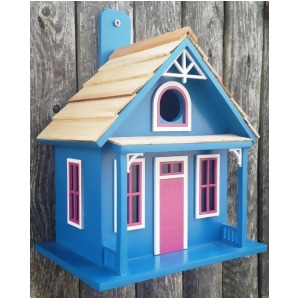 8.75 Fully Functional Blue and Pink Santa Cruz Cottage Outdoor Garden Birdhouse - All