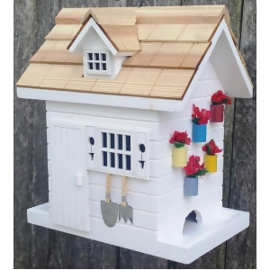 8 Fully Functional White Wood Flower Shed Outdoor Garden Birdhouse - All
