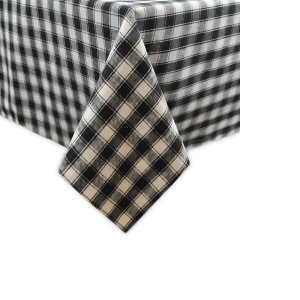 Decorative Black and White French Check Rectangular Cotton Tablecloth 84 x 60 - All