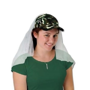 Pack of 12 Green Brown and Black Camo Hats with Veil Bachelorette Party Accessories - All