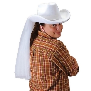 Pack of 6 White Western Bridal Hats with Veil Bachelorette Party Accessories 16 - All