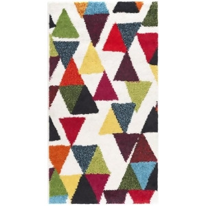 2' x 3.6' Vertical 'Tangles Cloud White with Multi-colored Triangles Area Throw Rug - All