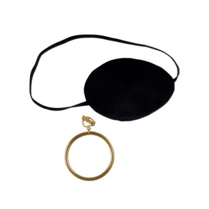 Club Pack of 12 Black Pirate Eye Patch with Earring Halloween Costume Accessory Sets 3 - All