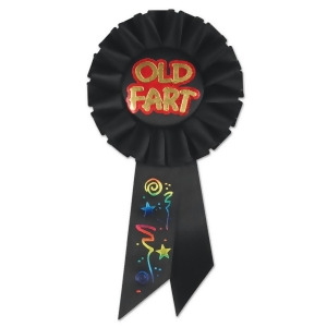 Pack of 6 Black Old Fart Birthday Party Celebration Rosette Ribbons 6.5 - All