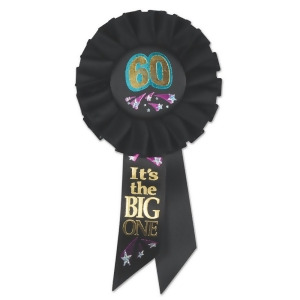 Pack of 6 Black 60Its The Big One Birthday Celebration Rosette Ribbons 6.5 - All