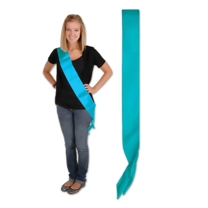 Pack of 6 Blank Customizable Turquoise Satin Sashes 33 turquoise - All