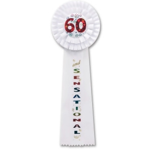 Pack of 3 White 60 and Sensational Birthday Party Deluxe Rosette Ribbons 13.5 - All