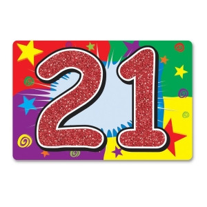 Pack of 12 Vibrant Glittered 21 Happy Birthday Double-Sided Cutout Decorations 15 - All