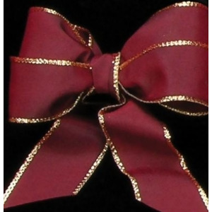 Burgundy Red and Gold Taffeta Wired Craft Ribbon 1.5 x 27 Yards - All