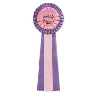 Pack of 3 Pink and Purple Birthday Princess Party Deluxe Rosette Ribbons 13.5 - All