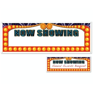 Club Pack of 12 Movie Night Themed Now Showing Party Banner Sign Decorations 5' - All
