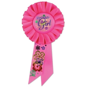 Pack of 6 Pink Birthday Girl Party Celebration Rosette Ribbons 6.5 - All
