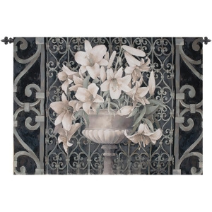 Lilies in Urn Ornate Iron Gate Cotton Wall Art Hanging Tapestry 35 x 53 - All