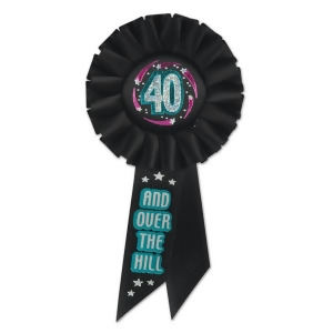Pack of 6 Black 40 and Over The Hill Birthday Celebration Rosette Ribbons 6.5 - All