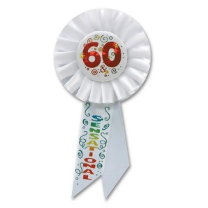 Pack of 6 White 60 Sensational Birthday Party Celebration Rosette Ribbons 6.5 - All