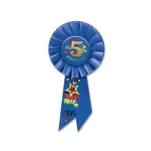 Pack of 6 Blue My 5th Birthday Party Celebration Rosette Ribbons 6.5 - All