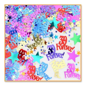 Pack of 6 Metallic Multi-Colored 39 Forever Birthday Celebration Confetti Bags 0.5 oz. - All