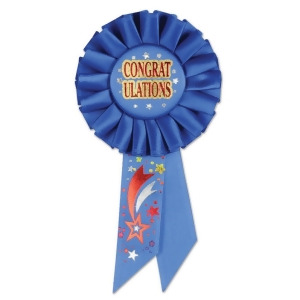 Pack of 6 Royal Blue Congratulations Celebration Party Rosette Ribbons 6.5 - All