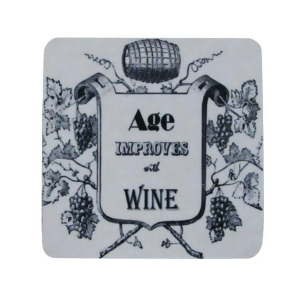 Pack of 8 Absorbent Age Improves With Wine Saying Cocktail Drink Coasters 4 - All