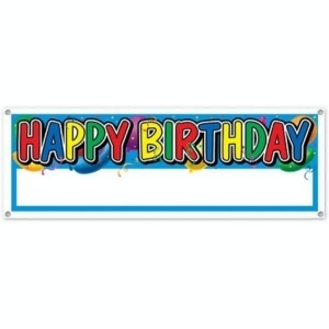 Club Pack of 12 Multi-Colored Happy Birthday Customizable Banner Sign Party Decorations 21 - All