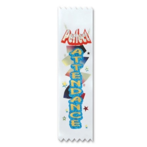 Pack of 30 White Perfect Attendance School Achievement Award Prize Ribbons 6.25 - All