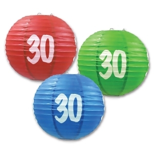 Pack of 6 Red Blue and Green Birthday Festive Hanging Paper Lanterns 9.5 - All