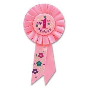Pack of 6 Light Pink My 1st Birthday Party Celebration Rosette Ribbons 6.5 - All