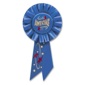Pack of 6 Royal Blue Awesome School and Sports Award Rosette Ribbons 6.5 - All