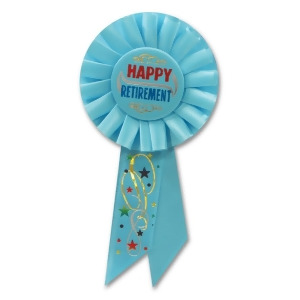 Pack of 6 Blue Happy Retirement Celebration Party Rosette Ribbons 6.5 - All