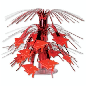 Club Pack of 12 Metallic Red Grad Cap Mini Cascade Centerpiece Party Decorations 7.5 - All