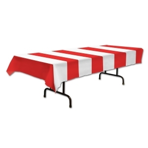 Club Pack of 12 Red White Stripes Tablecovers 54 x 108 - All