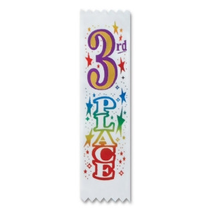 Pack of 30 White 3rd Place School and Sports Award Ribbons 6.25 - All