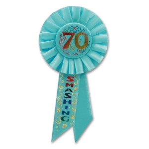 Pack of 6 Blue 70 and Smashing Birthday Party Celebration Rosette Ribbons 6.5 - All