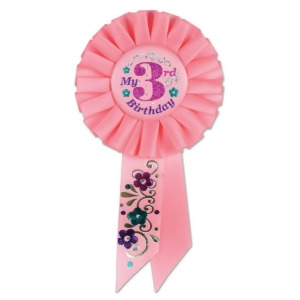 Pack of 6 Light Pink My 3rd Birthday Party Celebration Rosette Ribbons 6.5 - All