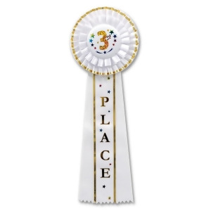 Pack of 3 White 3rd Place Deluxe Rosette School and Sports Award Ribbons 13.5 - All