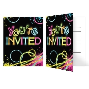 Club Pack of 48 Glow Party Gate Fold You're Invited Decorative Invitation 7.75 - All