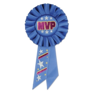 Pack of 6 Royal Blue Mvp School and Sports Award Rosette Ribbons 6.5 - All