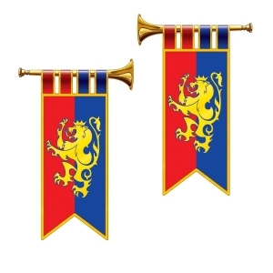 Club Pack of 24 Red Blue and Yellow Herald Trumpet Party Decorations Cutouts 17 - All