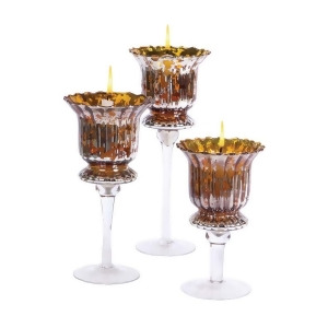 Set of 3 Gold and Silver Distressed Votive Candle Holders 8 12 - All