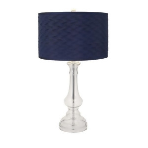 28.5 Larboard Nautical Style Transparent Clear Glass Table Lamp with Navy Blue Textured Drum Shade - All