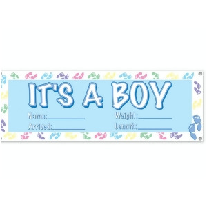 Club Pack of 12 Light Blue Its A Boy New Baby Banner Sign Party Decorations 5' - All