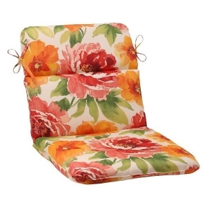 40.5 White Floral Splash Outdoor Patio Rounded Chair Cushion with Ties - All