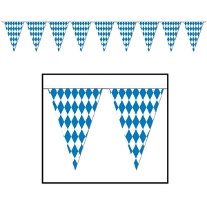 Club Pack of 12 Blue and White Oktoberfest Pennant Banner Hanging Decorations 120' - All
